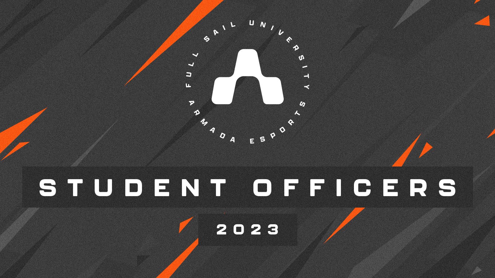 The Armada logo appears with the words "Student Officers" and the year, 2023, displayed in white font against a grey background with an orange and black pattern.